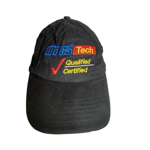 Vintage Mars Tech Qualified Certified Baseball Cap Hat Black‎ Strapback - Picture 1 of 8